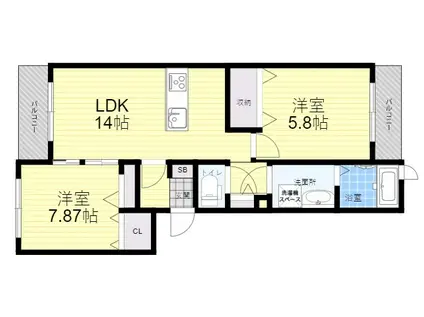 シャーメゾン桃竹(2LDK/1階)の間取り写真