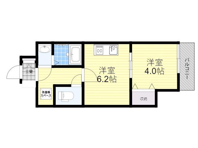 TOPAZ江坂(1DK/9階)の間取り写真