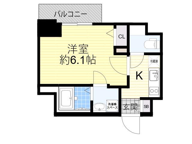 エスリード江坂セントラム(1K/13階)の間取り写真