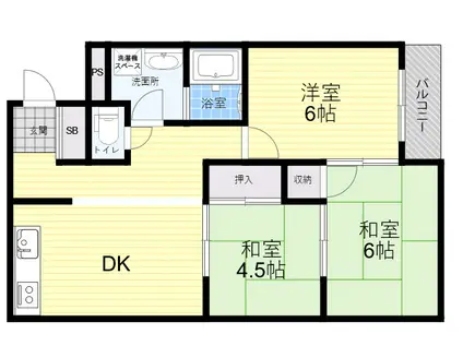 メゾン木田(3DK/4階)の間取り写真