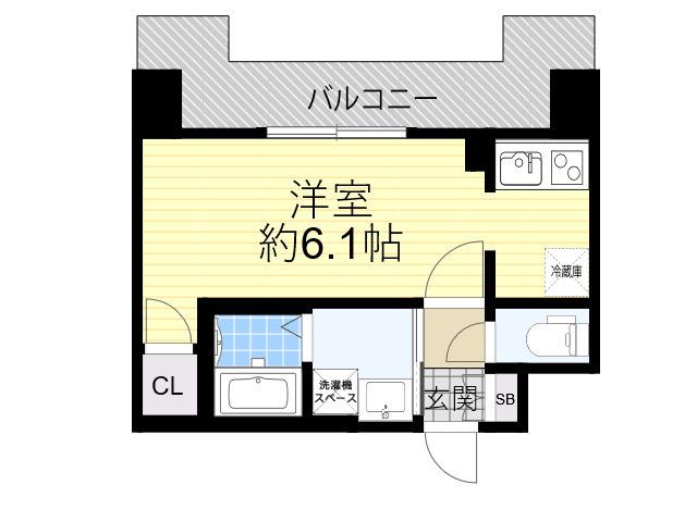 プレサンス東三国エンブレイス(ワンルーム/2階)の間取り写真