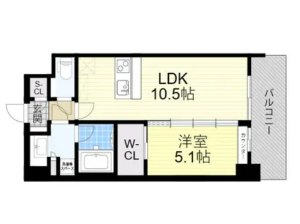 スプランディッド江坂Ⅲ(1LDK/9階)の間取り写真