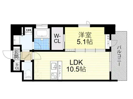 スプランディッド江坂Ⅲ(1LDK/7階)の間取り写真