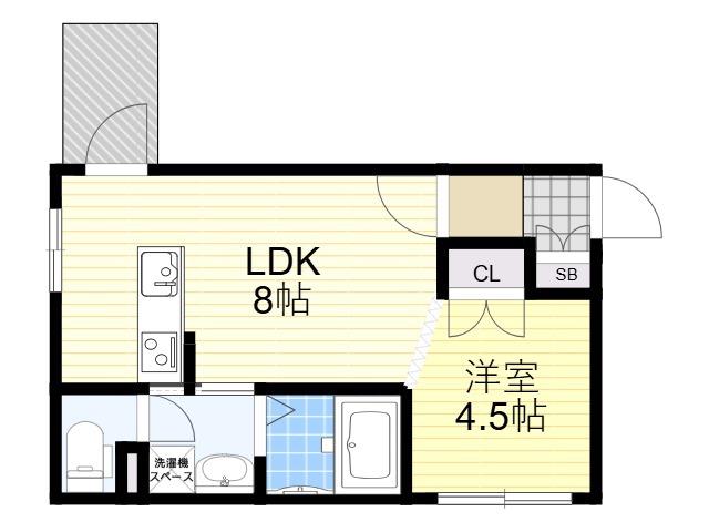 フィユフラッツ城東野江(1LDK/4階)の間取り写真