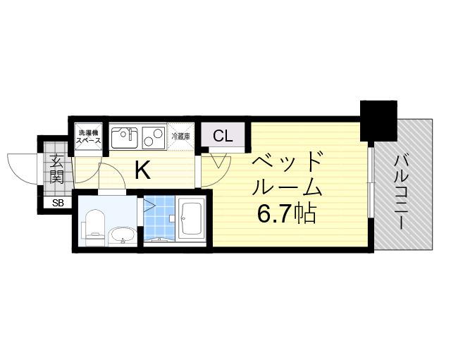 アドバンス新大阪ラシュレ(1K/9階)の間取り写真