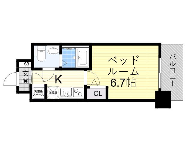アドバンス新大阪ラシュレ(1K/7階)の間取り写真