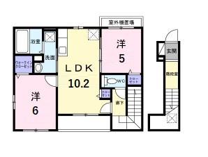 プラム江坂(2LDK/2階)の間取り写真
