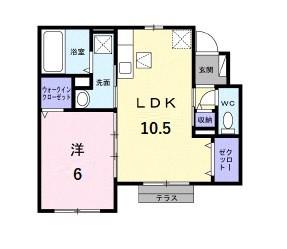 プラム江坂(1LDK/1階)の間取り写真
