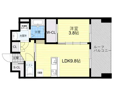 LUXE服部天神(1LDK/6階)の間取り写真