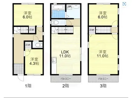 北大阪急行電鉄 江坂駅 徒歩10分 3階建 築23年(4LDK)の間取り写真