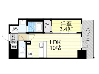 ズーノクルーズ江坂(1LDK/11階)の間取り写真