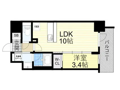 ズーノクルーズ江坂(1LDK/12階)の間取り写真