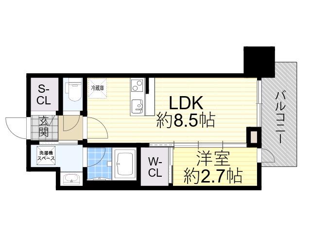 セレニテ江坂グランデ(1LDK/12階)の間取り写真