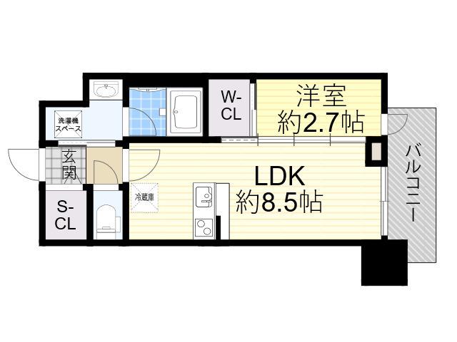 セレニテ江坂グランデ(1LDK/14階)の間取り写真