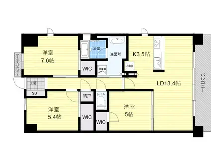 ジェイグラン北千里(3LDK/1階)の間取り写真