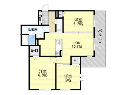 シャーメゾン桃李(3LDK/2階)の間取り写真