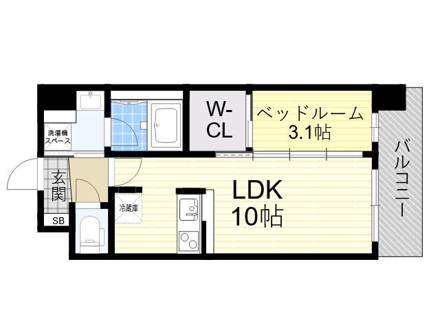 アーバングランデ新大阪(1LDK/2階)の間取り写真