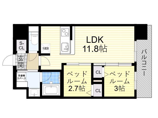 アーバングランデ新大阪(2LDK/6階)の間取り写真
