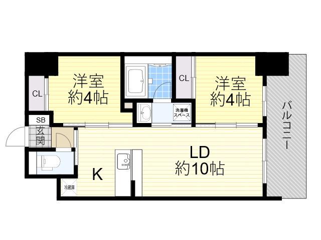 セレニテフラン新大阪(2LDK/4階)の間取り写真