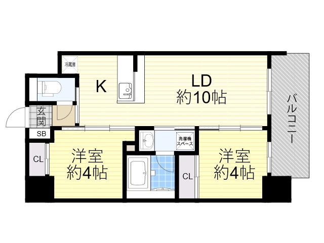 セレニテフラン新大阪(2LDK/8階)の間取り写真