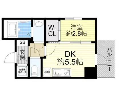 セレニテ新大阪グランデ シュッド(1DK/3階)の間取り写真