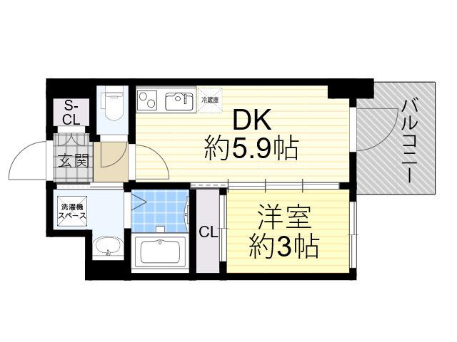 セレニテ新大阪グランデ シュッド(1DK/4階)の間取り写真