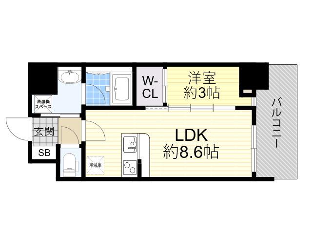 セレニテ新大阪グランデ シュッド(1LDK/11階)の間取り写真