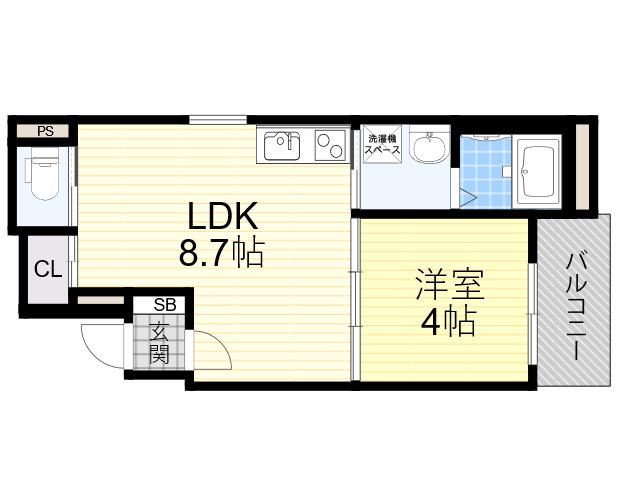 センチュリー江坂(1LDK/1階)の間取り写真