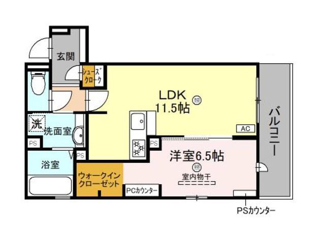 ユニヴェール千里中央(1LDK/2階)の間取り写真