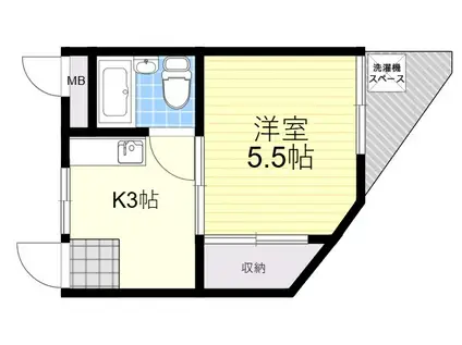 メゾンソレイユ1(1K/5階)の間取り写真