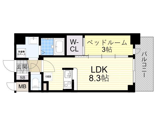 MAXIV CROS 江坂(1LDK/3階)の間取り写真