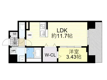 WORVE吹田江坂(1LDK/4階)の間取り写真
