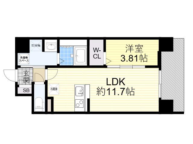 WORVE吹田江坂(1LDK/7階)の間取り写真