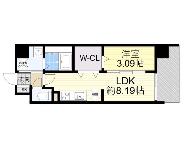 WORVE吹田江坂(1LDK/9階)の間取り写真