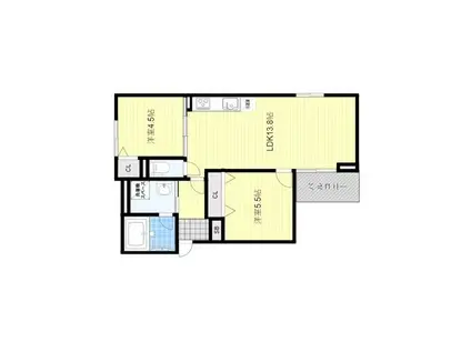 ヴェルメゾン吹田元町(2LDK/2階)の間取り写真