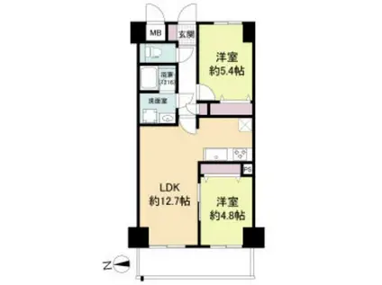 グリュックメゾンF豊中15(2LDK/9階)の間取り写真