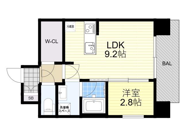 エル・セレーノ新大阪北(1LDK/11階)の間取り写真
