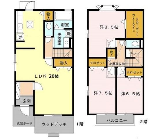 アロマコート A棟(3LDK)の間取り写真