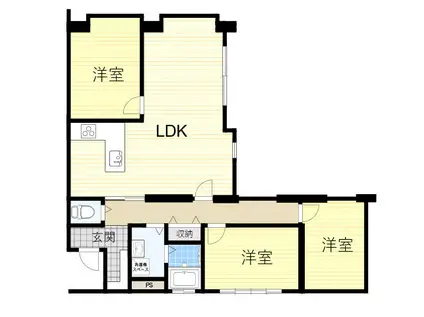 カーサ千里山(3LDK/4階)の間取り写真