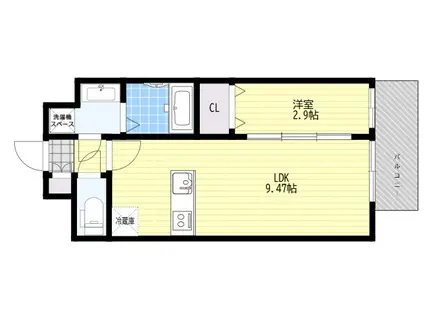 ALIVIS SHIMO-SHINJO SOL TERRACE(1LDK/2階)の間取り写真