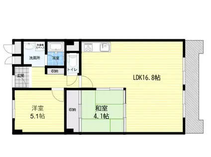 日商岩井服部マンション(2LDK/3階)の間取り写真