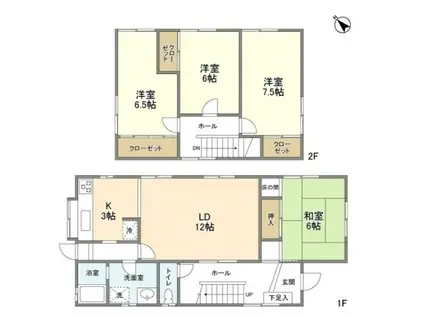 阪急千里線 北千里駅 徒歩15分 2階建 築37年(4LDK)の間取り写真