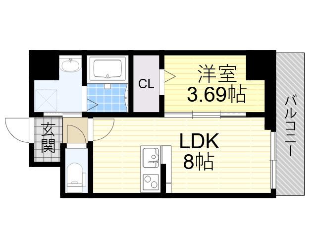 GRAN PASEO 江坂(1LDK/7階)の間取り写真