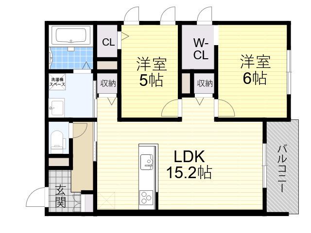 ハイテラス千里山(2LDK/2階)の間取り写真