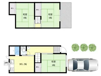 阪急千里線 吹田駅(阪急) 徒歩8分 2階建 築53年(3DK)の間取り写真