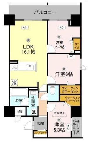 グラントリアノン緑地公園(3LDK/1階)の間取り写真