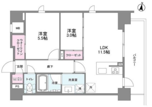 シーズンフラッツ緑地公園(2LDK/10階)の間取り写真
