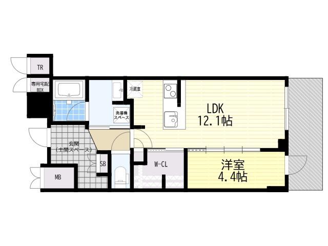 ジオタワー大阪十三(1LDK/4階)の間取り写真