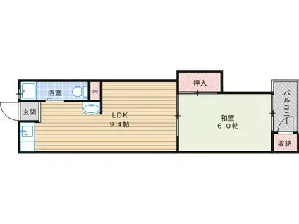 新遠里小野マンション(1LDK/4階)の間取り写真