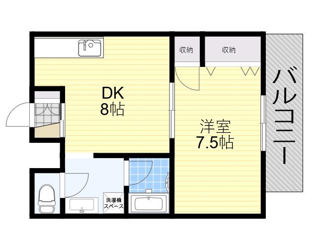 ルミネス阪南(1DK/6階)の間取り写真